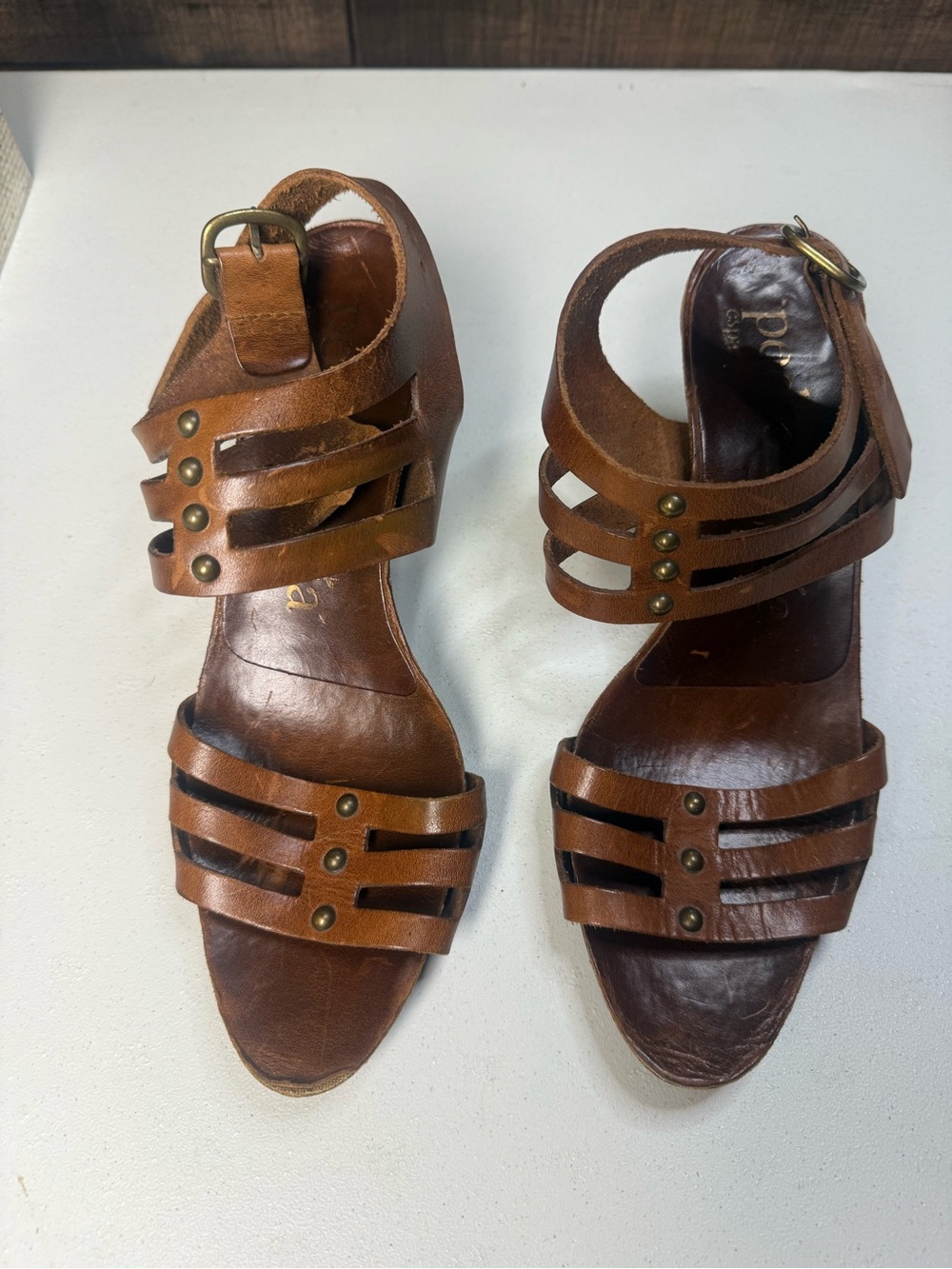 Pedro Garcia Brown Leather Strappy Heeled Sandals Women’s EU 41 US 10. Broken